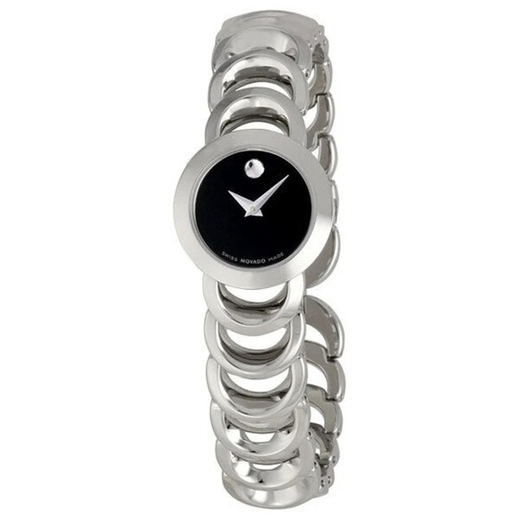 Movado Women's Silver and Black Watch 7” - Picture 1 of 8